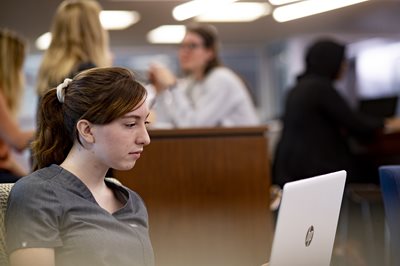 student studying on computer