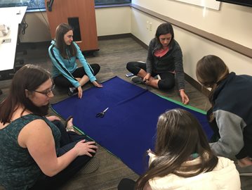 students making blankets