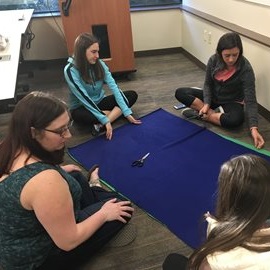 students making blankets