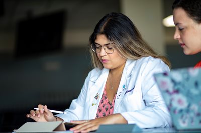 Female student studying