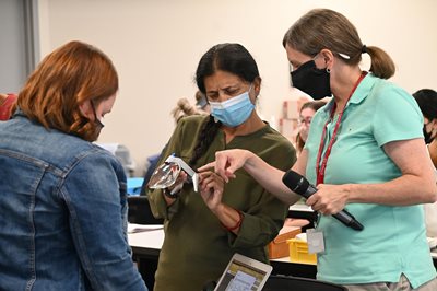 BLVS students and faculty working in class