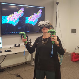 Brianna Brim with a VR headset