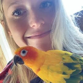 Chelsea Iaconianni with her bird Tiki