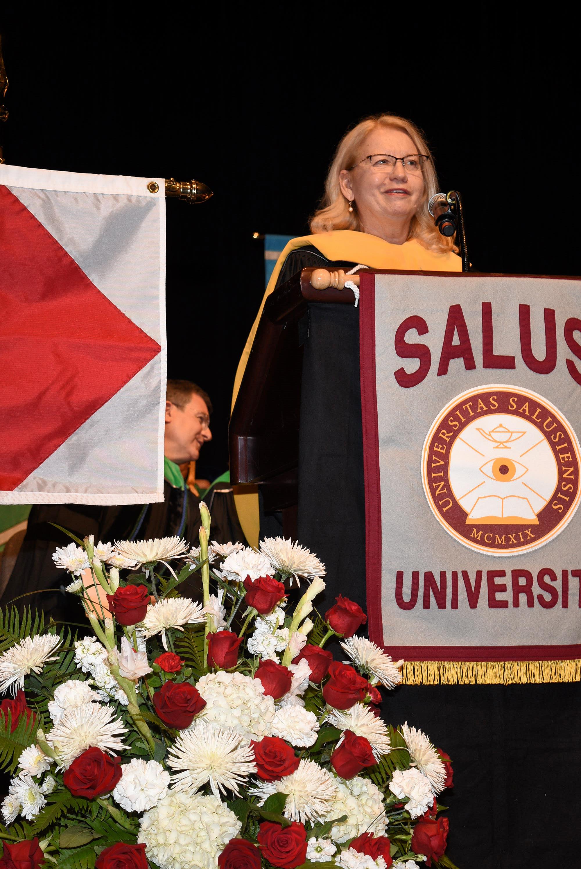 Dr. Scharre speaking at commencement