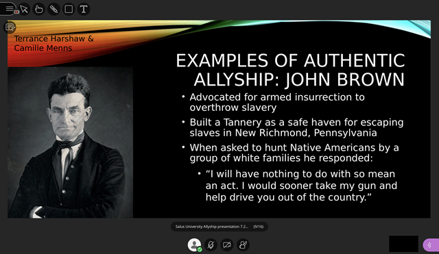 PowerPoint slide titled "Examples of Authentic Allyship: John Brown"