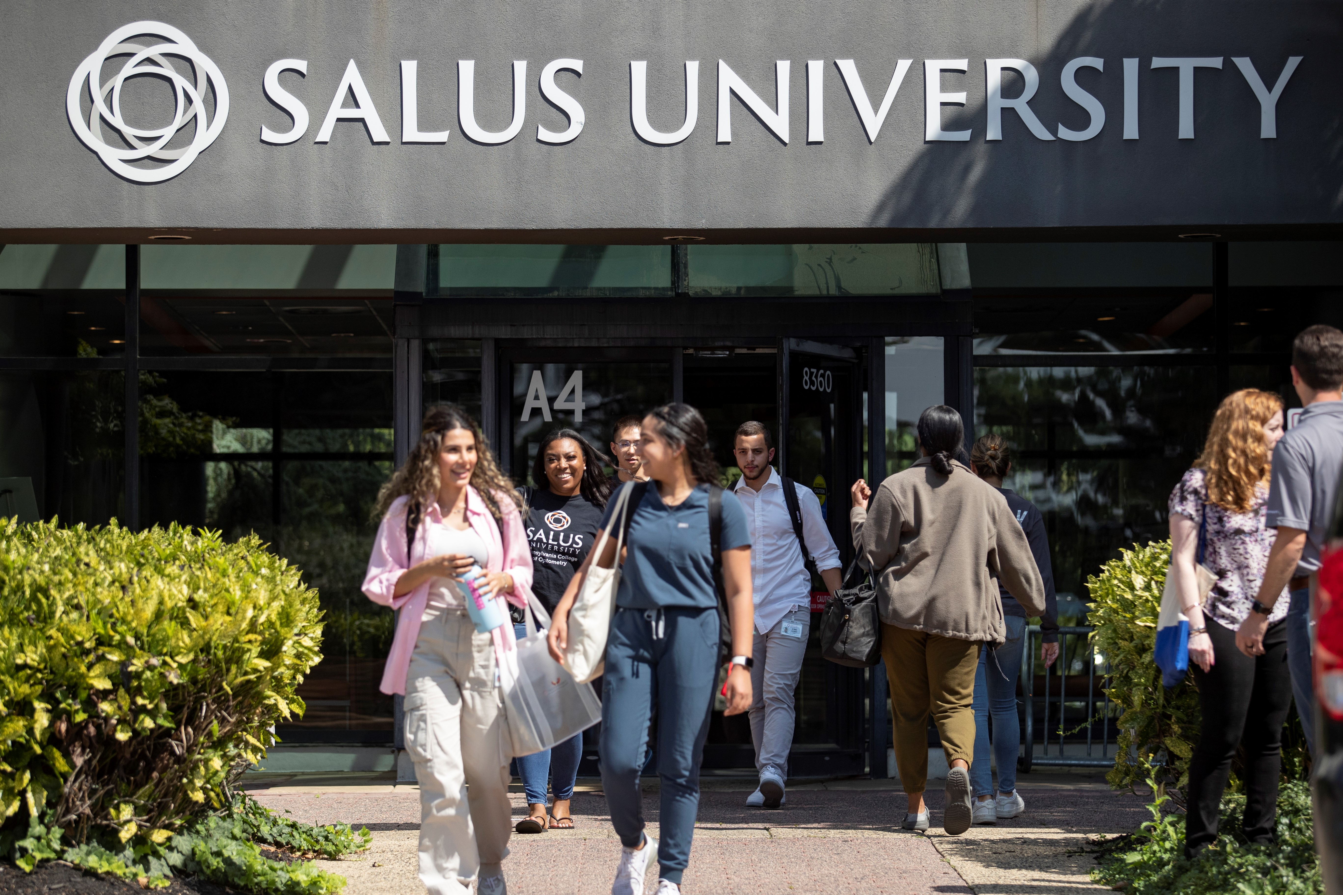 Salus students walking on campus