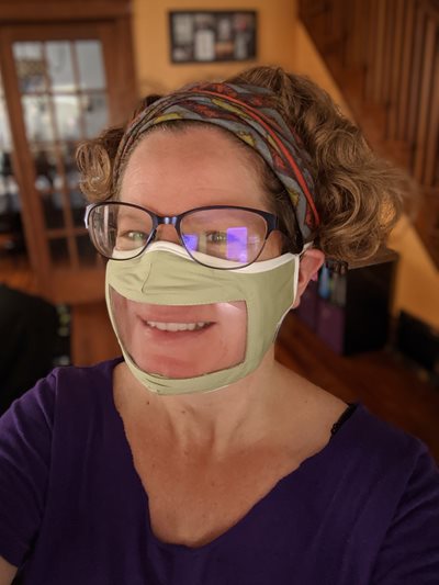 Kim Edmonds selfie wearing a mask