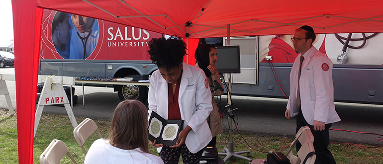 Vision screening at the LeVine Backstretch Clinic Health Fair