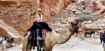 Kathy Foltner on camel