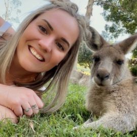 Grad Kristy Lee Bilger and a kangaroo