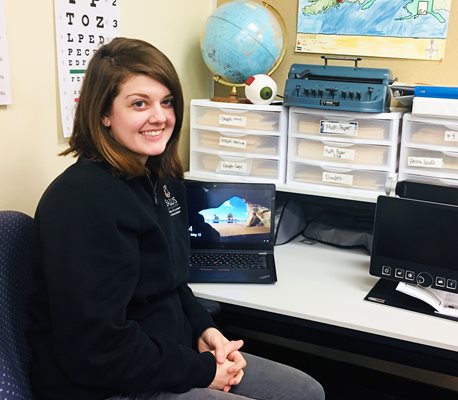 Lindsay Lee in a classroom