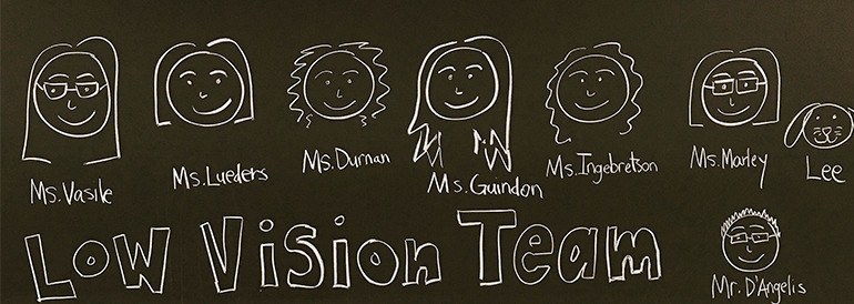 low vision team cartoon drawings