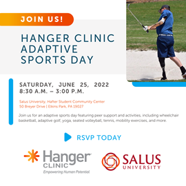 Salus University and Hanger Clinic Adaptive Sports Day Flyer