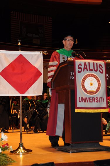 Dr. Mittelman speaking at commencement