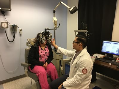 Optometrist and patient at Norristown clinic