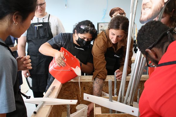 O&P students in the lab for first pour