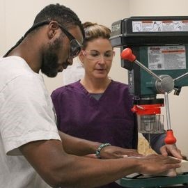 Student an instructor in O&P lab