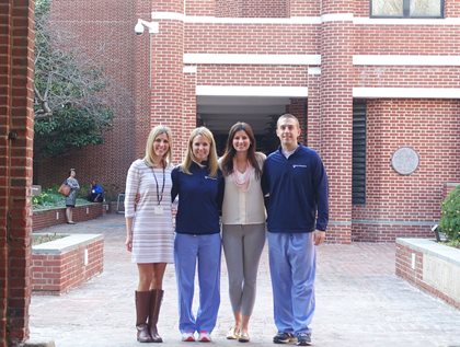 Salus PA alumni: L-R - Christine Wilson McAndrew, MMS '09; Gina Hayes, MMS '14; Lauren Sutcliffe, MMS '14 and Gregory Ranalli, MMS '13.