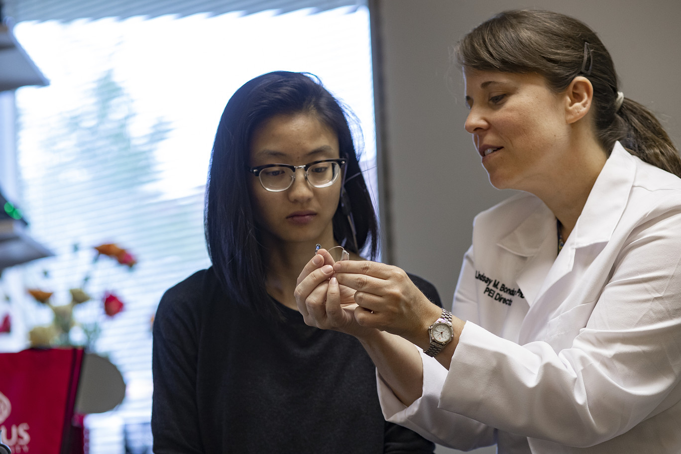 Dr. Bondurant with a patient