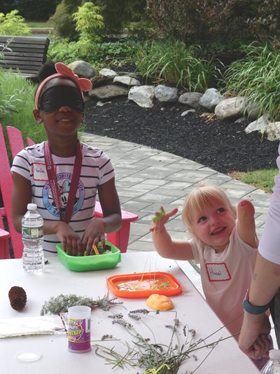 Children in sensory garden