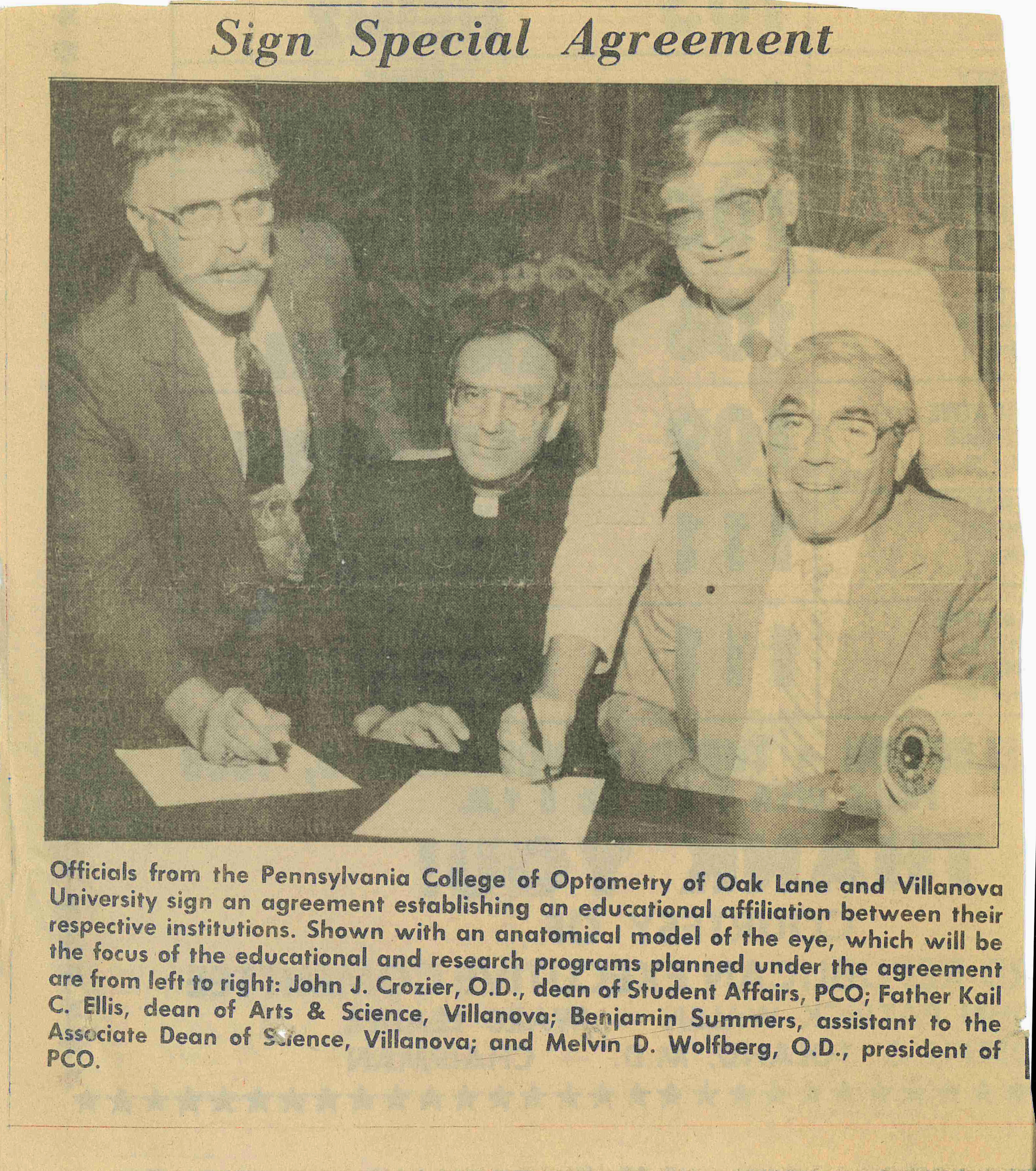 Villanova Agreement newspaper article