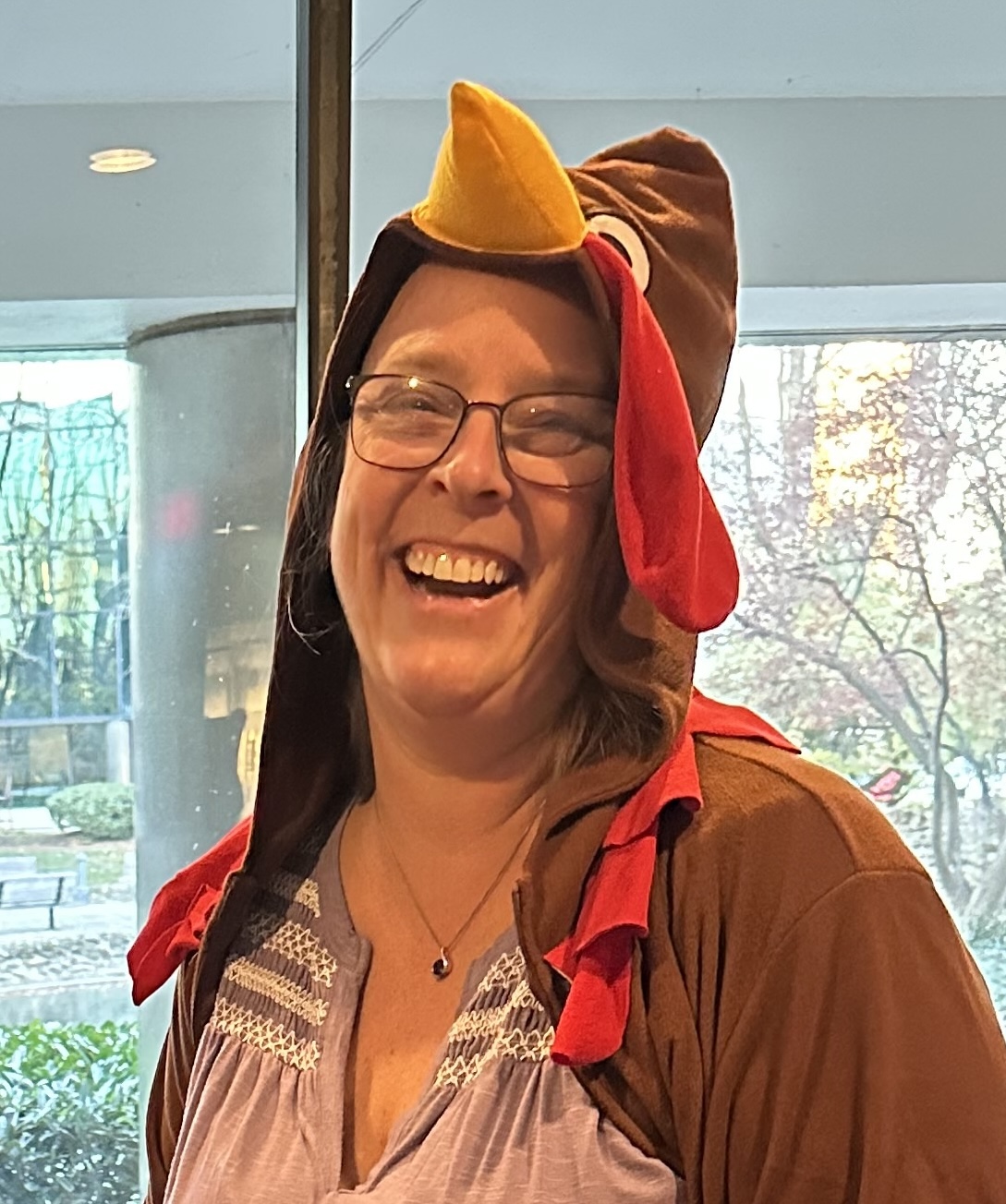 Thanksgiving costumed lady