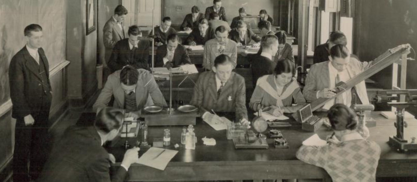 black and white photo of optometrists