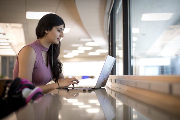 Student studying in the library