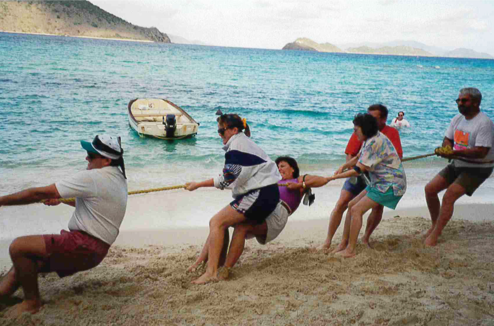 tug of war on beach