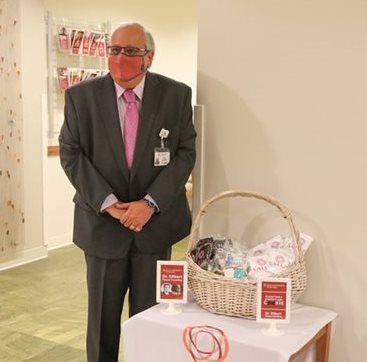 Dr. Silbert with his retirement basket