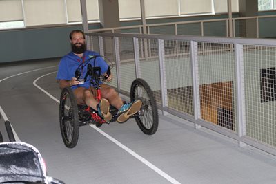 Man on adaptive bike