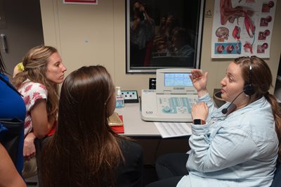 Audiology students in lab