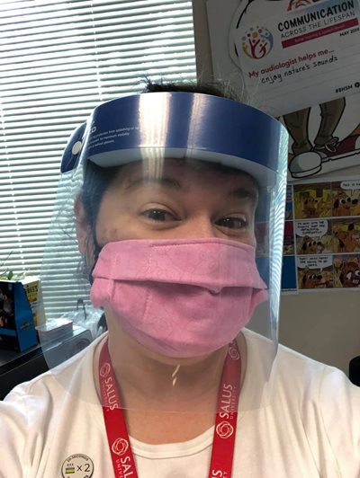 Dr. Blaha selfie wearing a mask and face shield