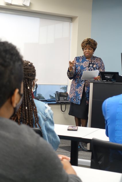 Dr. Paula Harmon Boone during her talk at DEI Speaks event