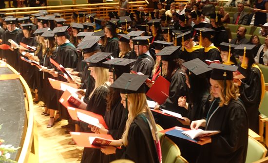 students at commencement