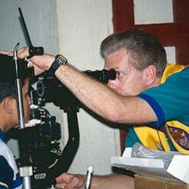 Dr. Edward Cordes providing an eye exam