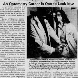 An Optometry Career Is One to Look Into newspaper article