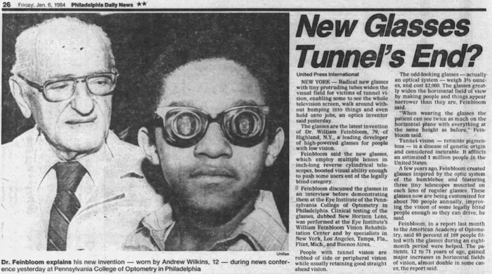 William Feinbloom Tunnel Vision Invention article