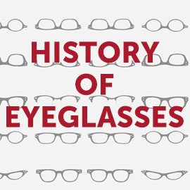 graphic with text that reads "history of eyeglasses"