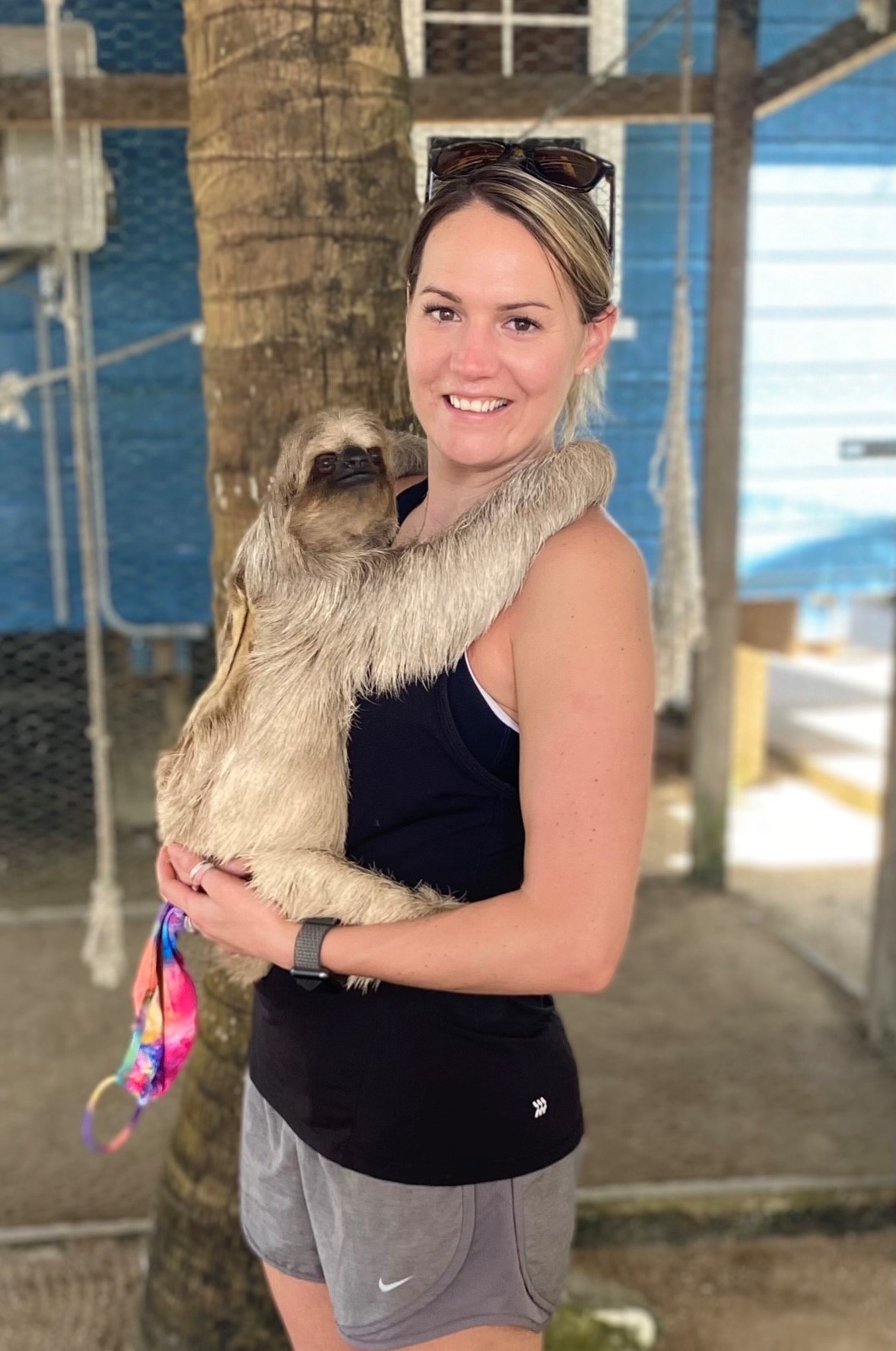 Kristy Lee Bilger holding a sloth