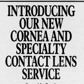 text that says "introducing our new cornea and specialty contact lens service"