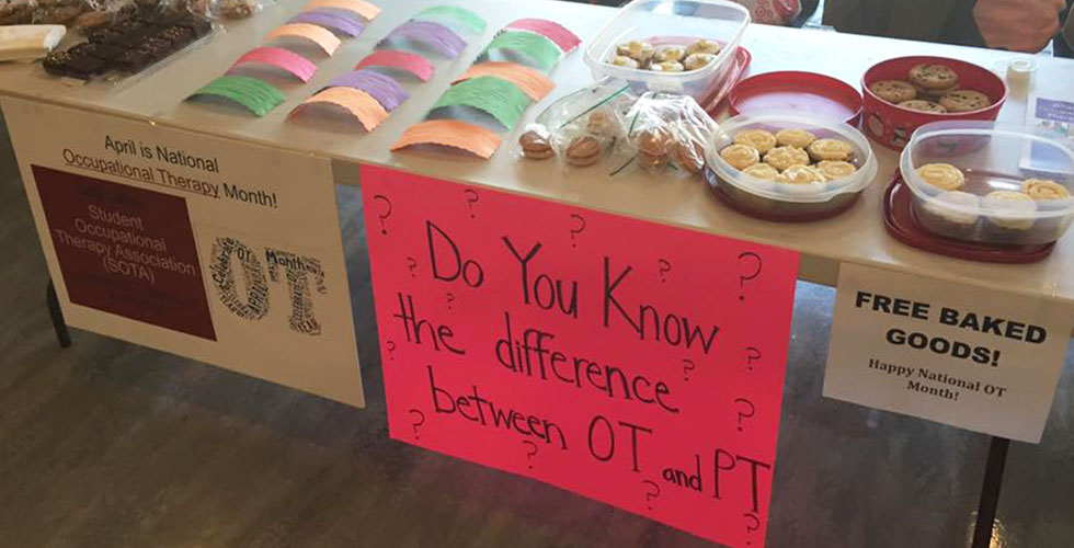 OT  table with goodies and signs