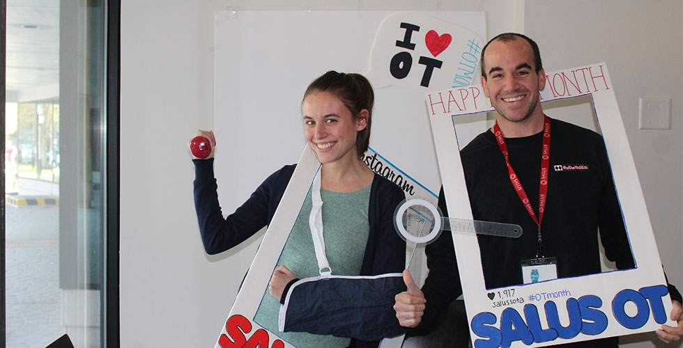 OT students holding signs