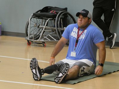 Tyler on yoga rug