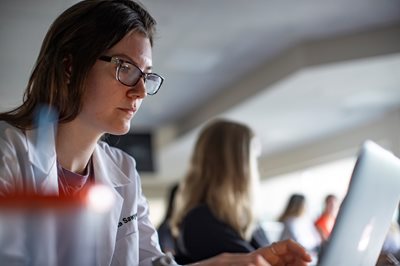 Student studying on her computer