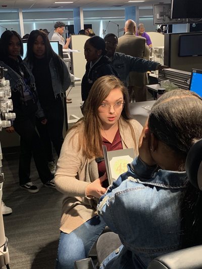 Students getting an eye test