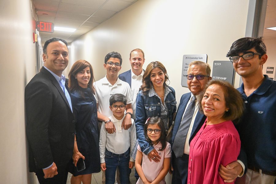 Dr, Verma and his family at the plaque dedication