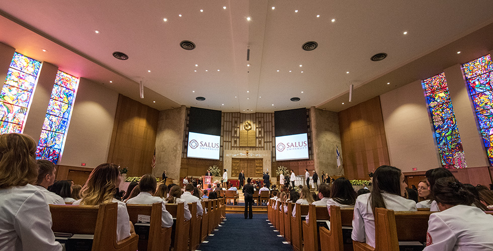 students in white coats