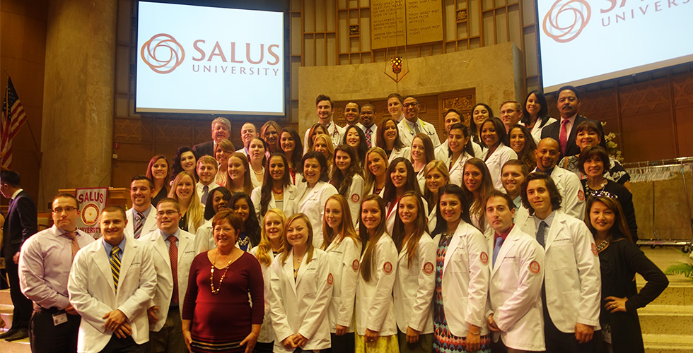 PA students in white coats