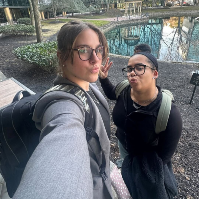 Anasia and her friend taking a selfie